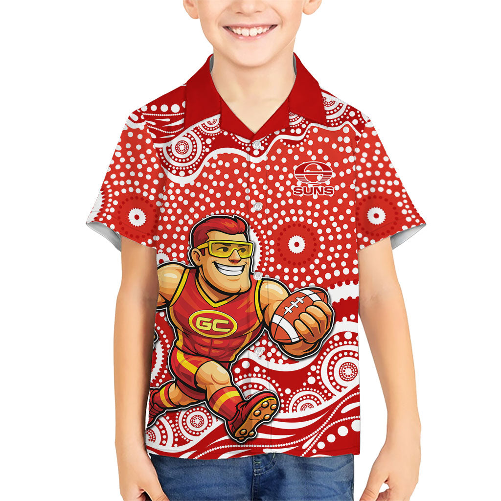 Gold Coast Suns Hawaiian Shirt Aboriginal Dot Pattern - Football Mascot Heritage Pride