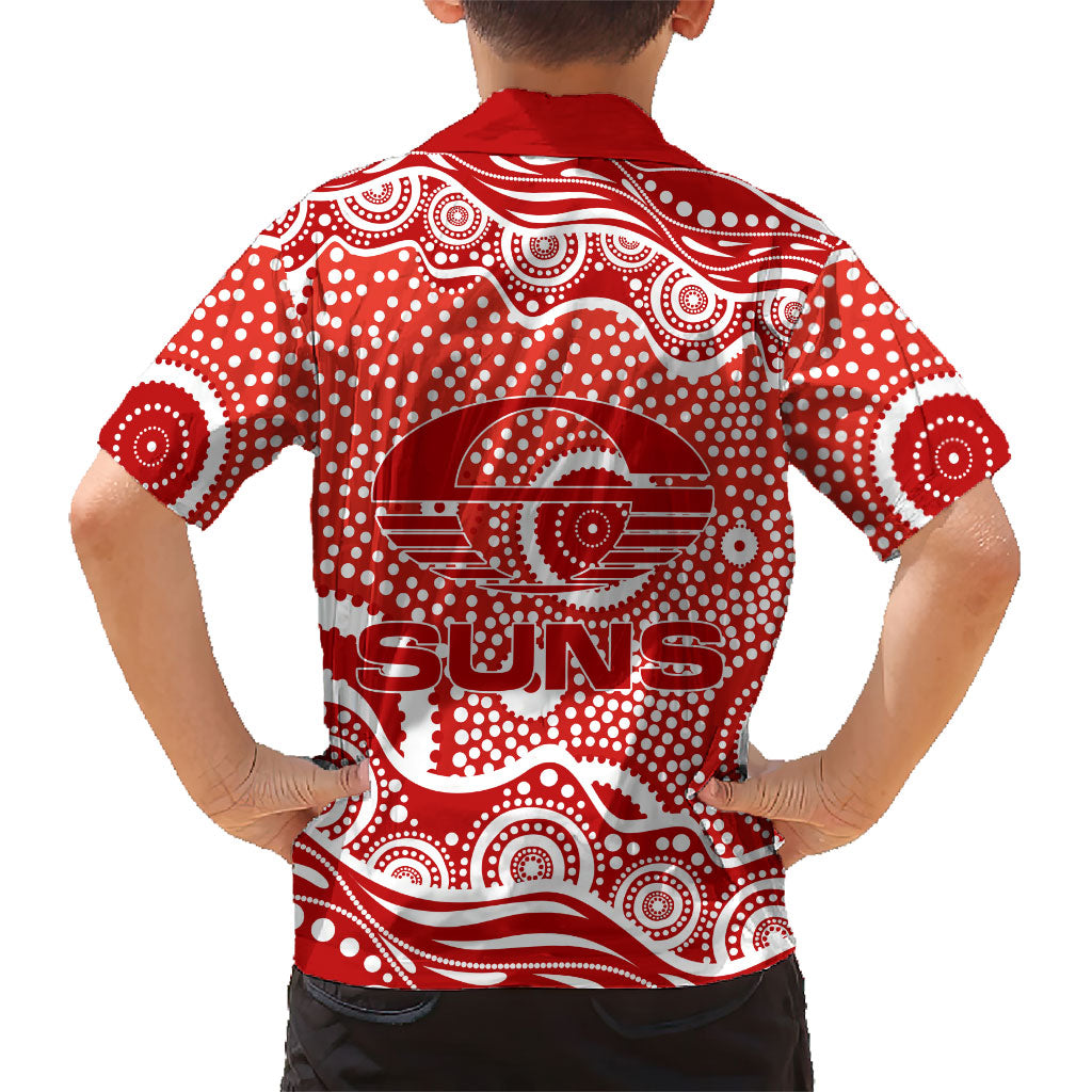 Gold Coast Suns Hawaiian Shirt Aboriginal Dot Pattern - Football Mascot Heritage Pride