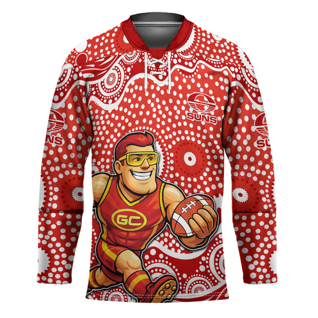Gold Coast Suns Hockey Jersey Aboriginal Dot Pattern - Football Mascot Heritage Pride