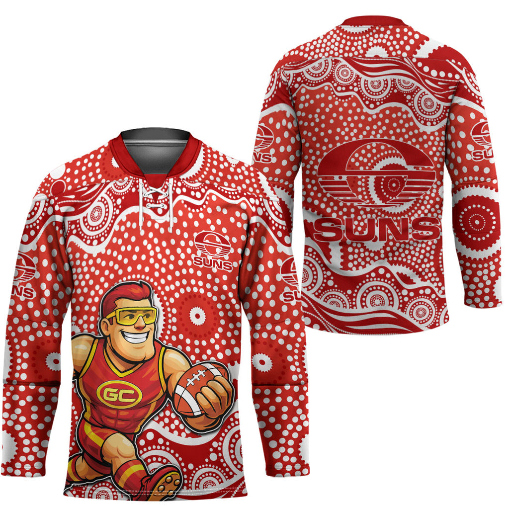Gold Coast Suns Hockey Jersey Aboriginal Dot Pattern - Football Mascot Heritage Pride