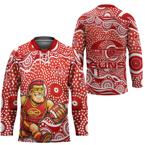 Gold Coast Suns Hockey Jersey Aboriginal Dot Pattern - Football Mascot Heritage Pride