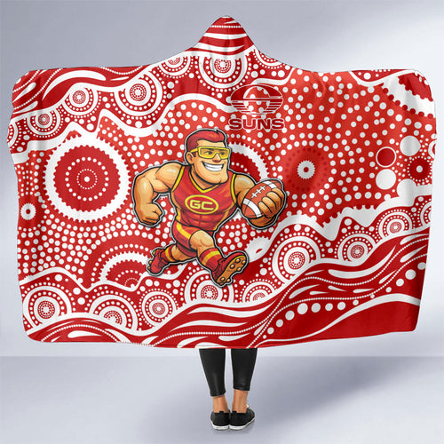 Gold Coast Suns Hooded Blanket Aboriginal Dot Pattern - Football Mascot Heritage Pride
