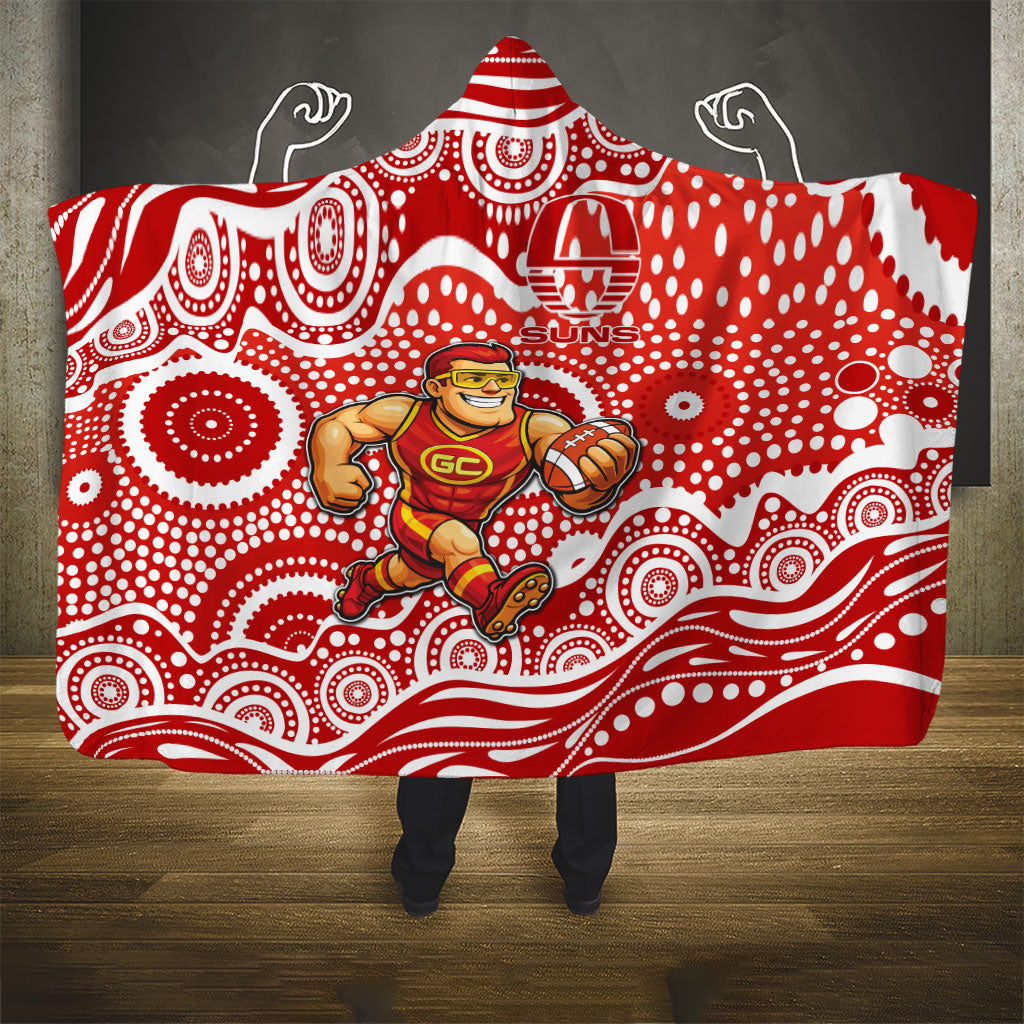 Gold Coast Suns Hooded Blanket Aboriginal Dot Pattern - Football Mascot Heritage Pride