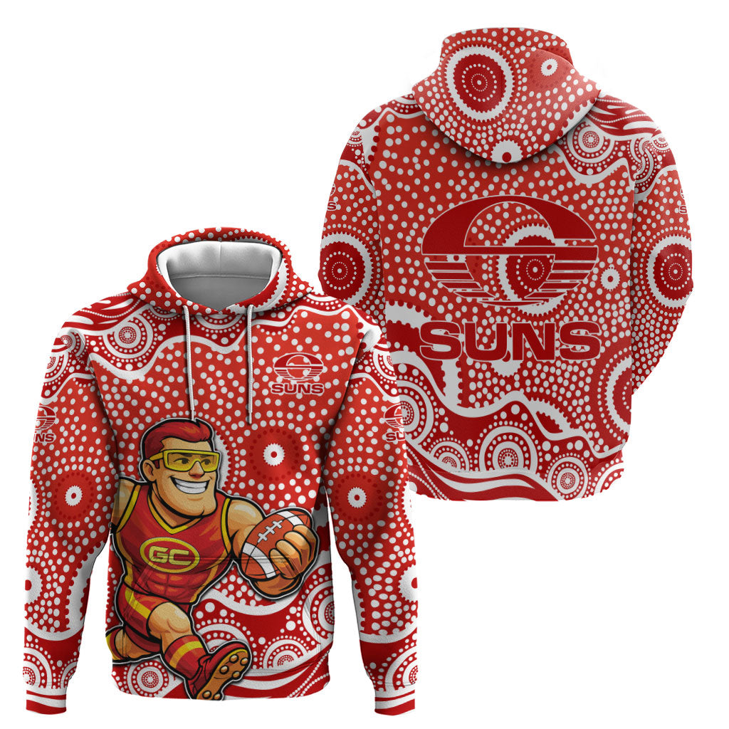 Gold Coast Suns Hoodie Aboriginal Dot Pattern - Football Mascot Heritage Pride