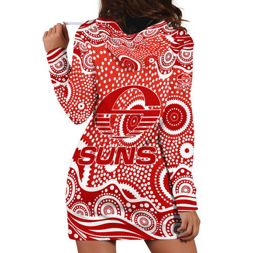 Gold Coast Suns Hoodie Dress Aboriginal Dot Pattern - Football Mascot Heritage Pride