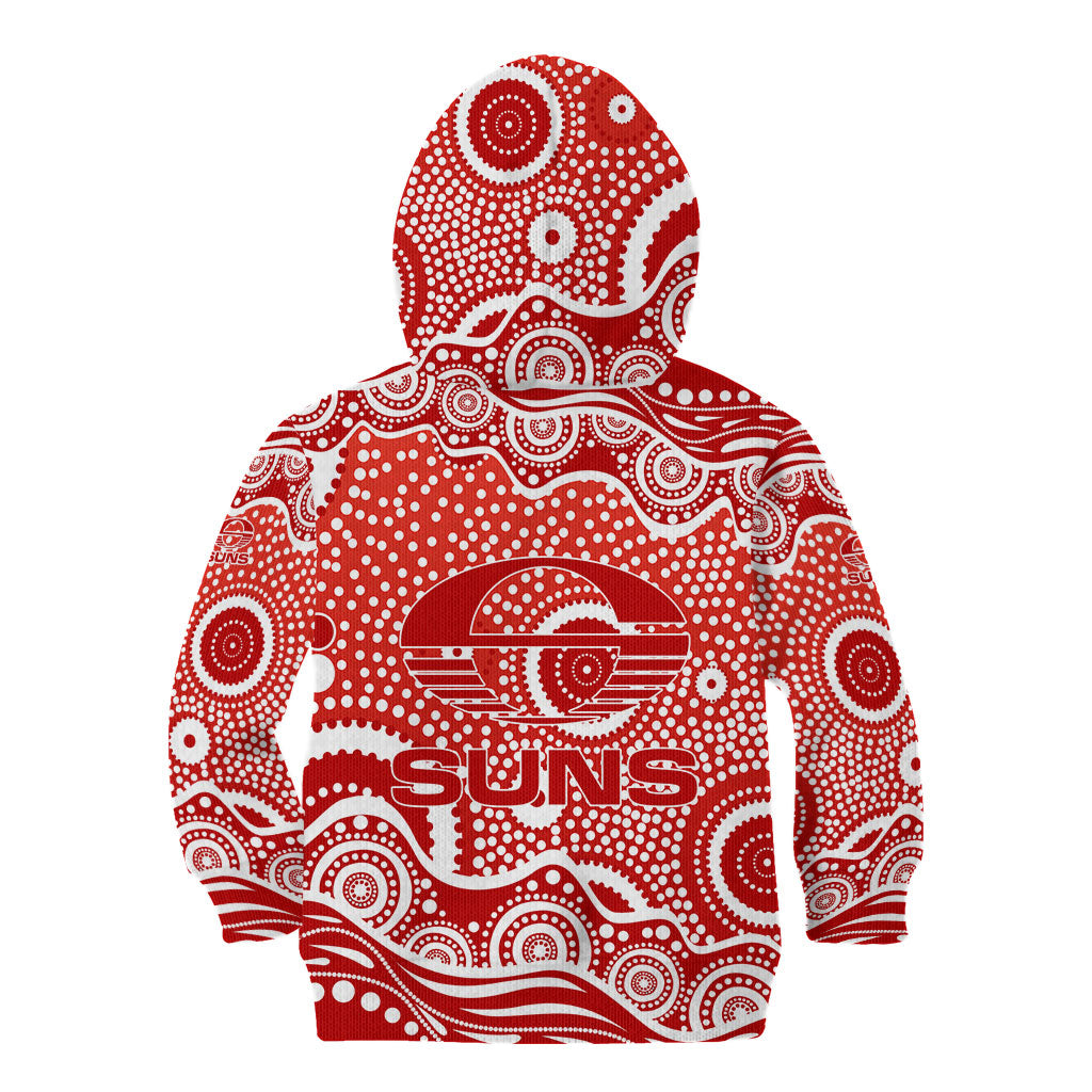 Gold Coast Suns Kid Hoodie Aboriginal Dot Pattern - Football Mascot Heritage Pride