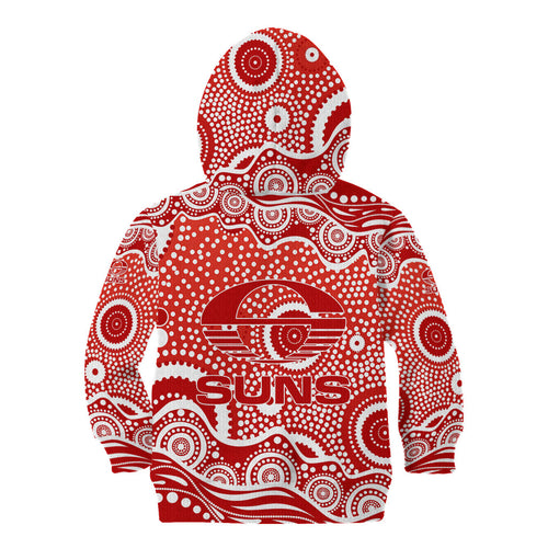 Gold Coast Suns Kid Hoodie Aboriginal Dot Pattern - Football Mascot Heritage Pride