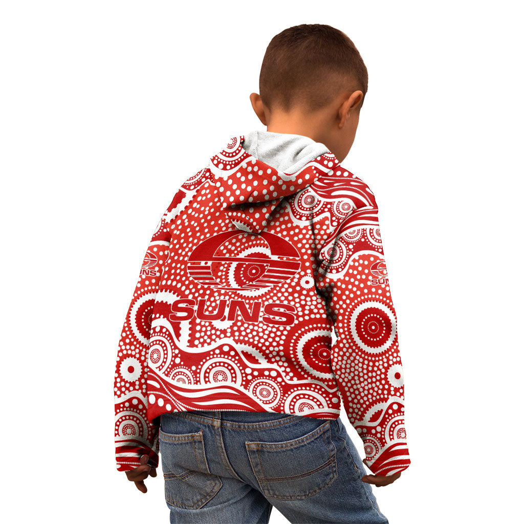 Gold Coast Suns Kid Hoodie Aboriginal Dot Pattern - Football Mascot Heritage Pride