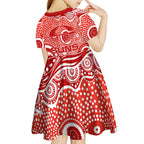 Gold Coast Suns Kid Short Sleeve Dress Aboriginal Dot Pattern - Football Mascot Heritage Pride