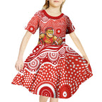 Gold Coast Suns Kid Short Sleeve Dress Aboriginal Dot Pattern - Football Mascot Heritage Pride