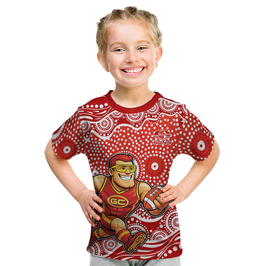 Gold Coast Suns Kid T Shirt Aboriginal Dot Pattern - Football Mascot Heritage Pride