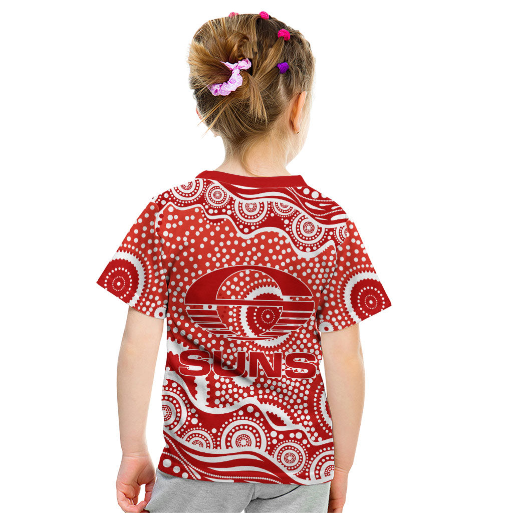 Gold Coast Suns Kid T Shirt Aboriginal Dot Pattern - Football Mascot Heritage Pride