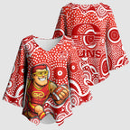 Gold Coast Suns Kimono Sleeve Blouse Aboriginal Dot Pattern - Football Mascot Heritage Pride