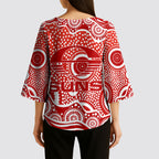 Gold Coast Suns Kimono Sleeve Blouse Aboriginal Dot Pattern - Football Mascot Heritage Pride