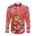 Gold Coast Suns Long Sleeve Button Shirt Aboriginal Dot Pattern - Football Mascot Heritage Pride