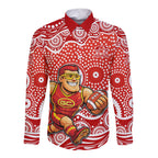 Gold Coast Suns Long Sleeve Button Shirt Aboriginal Dot Pattern - Football Mascot Heritage Pride
