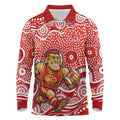 Gold Coast Suns Long Sleeve Polo Shirt Aboriginal Dot Pattern - Football Mascot Heritage Pride