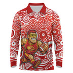 Gold Coast Suns Long Sleeve Polo Shirt Aboriginal Dot Pattern - Football Mascot Heritage Pride