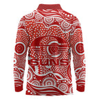 Gold Coast Suns Long Sleeve Polo Shirt Aboriginal Dot Pattern - Football Mascot Heritage Pride