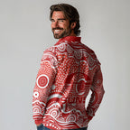 Gold Coast Suns Long Sleeve Polo Shirt Aboriginal Dot Pattern - Football Mascot Heritage Pride