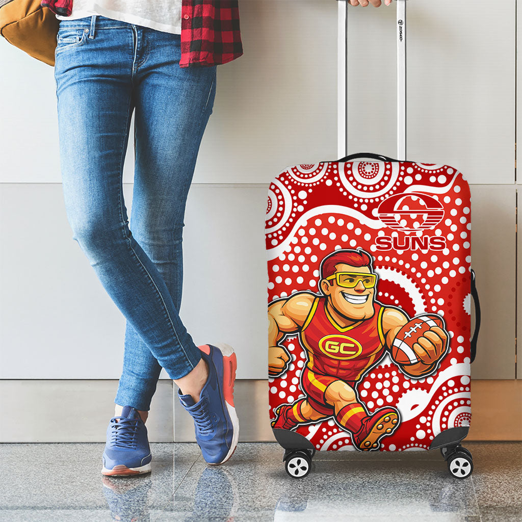 Gold Coast Suns Luggage Cover Aboriginal Dot Pattern - Football Mascot Heritage Pride