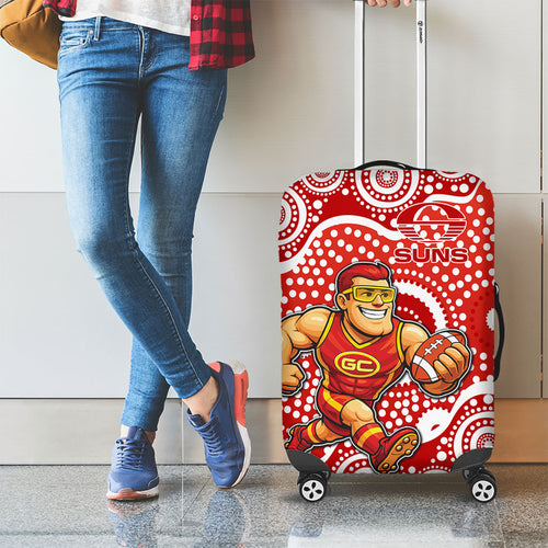 Gold Coast Suns Luggage Cover Aboriginal Dot Pattern - Football Mascot Heritage Pride