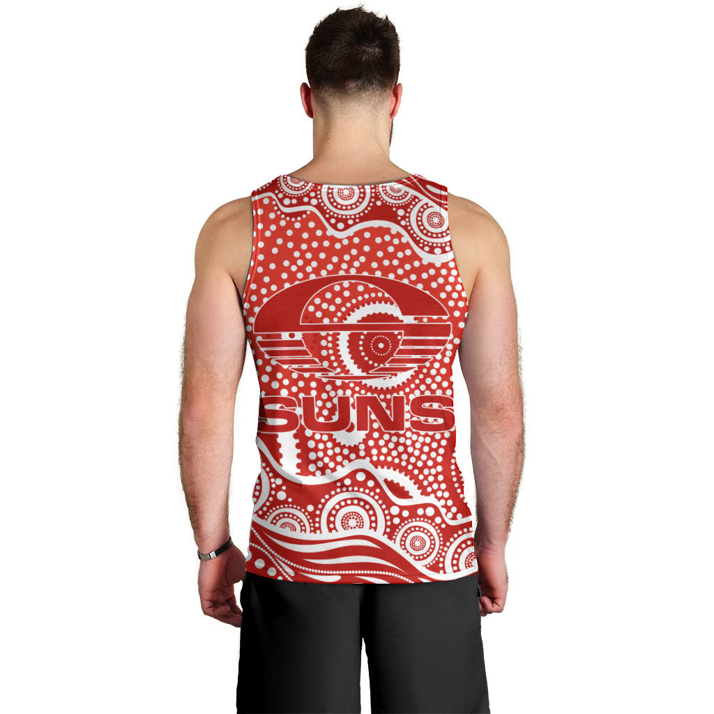 Gold Coast Suns Men Tank Top Aboriginal Dot Pattern - Football Mascot Heritage Pride