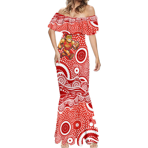 Gold Coast Suns Mermaid Dress Aboriginal Dot Pattern - Football Mascot Heritage Pride