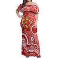 Gold Coast Suns Off Shoulder Maxi Dress Aboriginal Dot Pattern - Football Mascot Heritage Pride