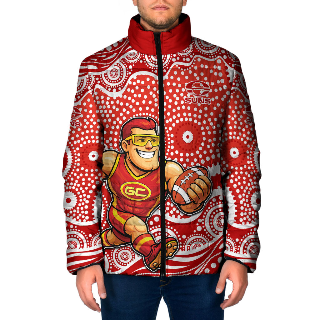 Gold Coast Suns Padded Jacket Aboriginal Dot Pattern - Football Mascot Heritage Pride