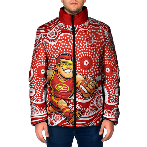 Gold Coast Suns Padded Jacket Aboriginal Dot Pattern - Football Mascot Heritage Pride