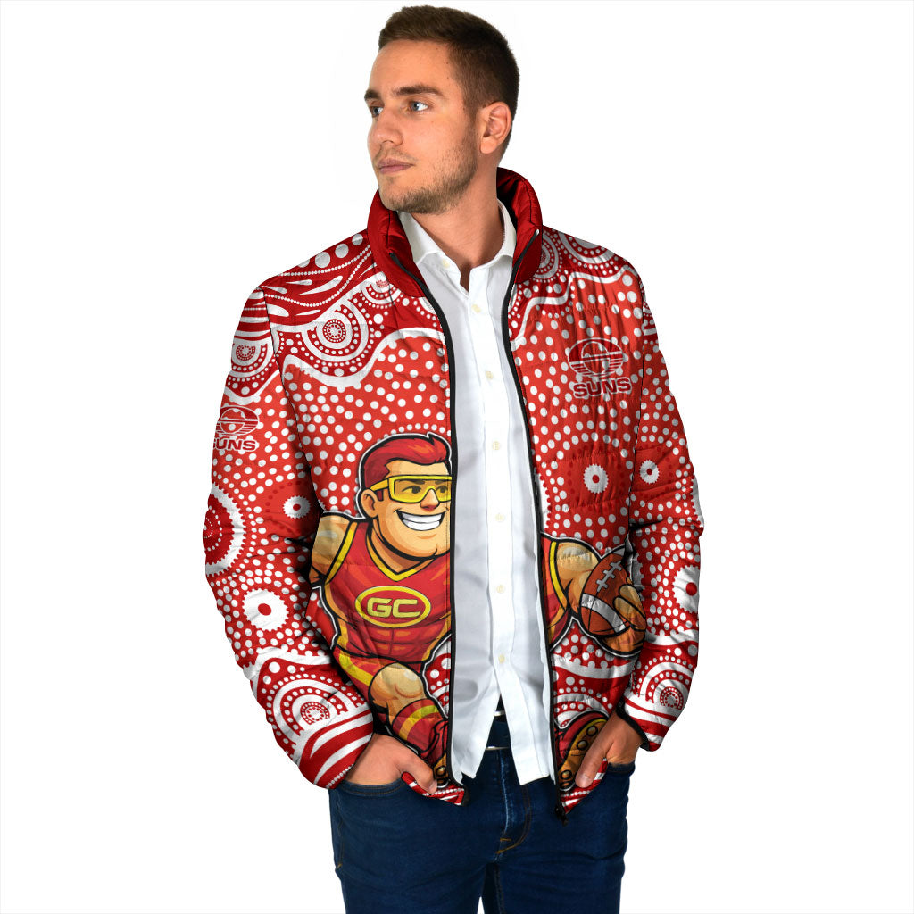 Gold Coast Suns Padded Jacket Aboriginal Dot Pattern - Football Mascot Heritage Pride