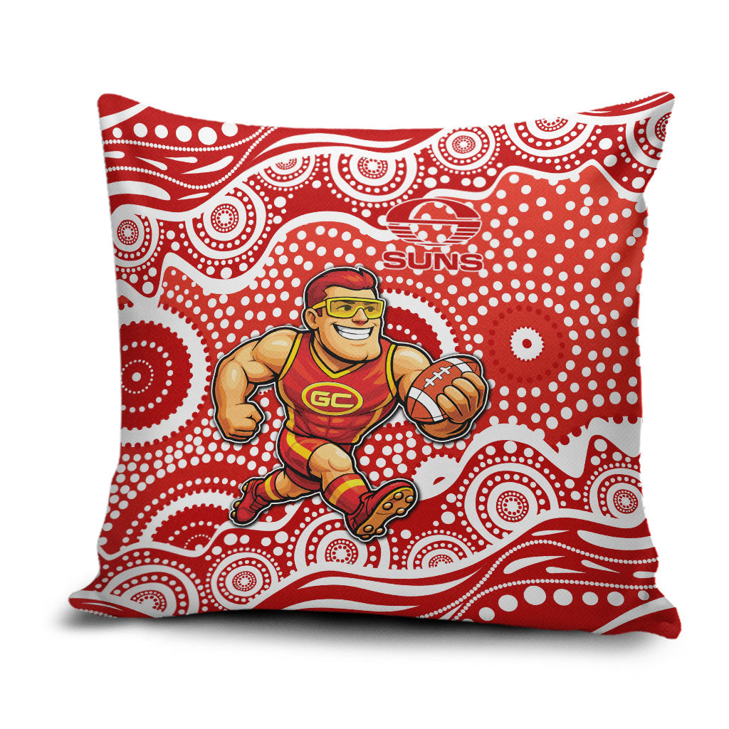 Gold Coast Suns Pillow Cover Aboriginal Dot Pattern - Football Mascot Heritage Pride