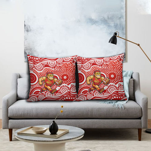 Gold Coast Suns Pillow Cover Aboriginal Dot Pattern - Football Mascot Heritage Pride