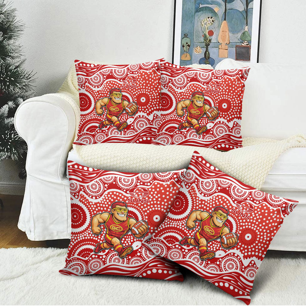 Gold Coast Suns Pillow Cover Aboriginal Dot Pattern - Football Mascot Heritage Pride