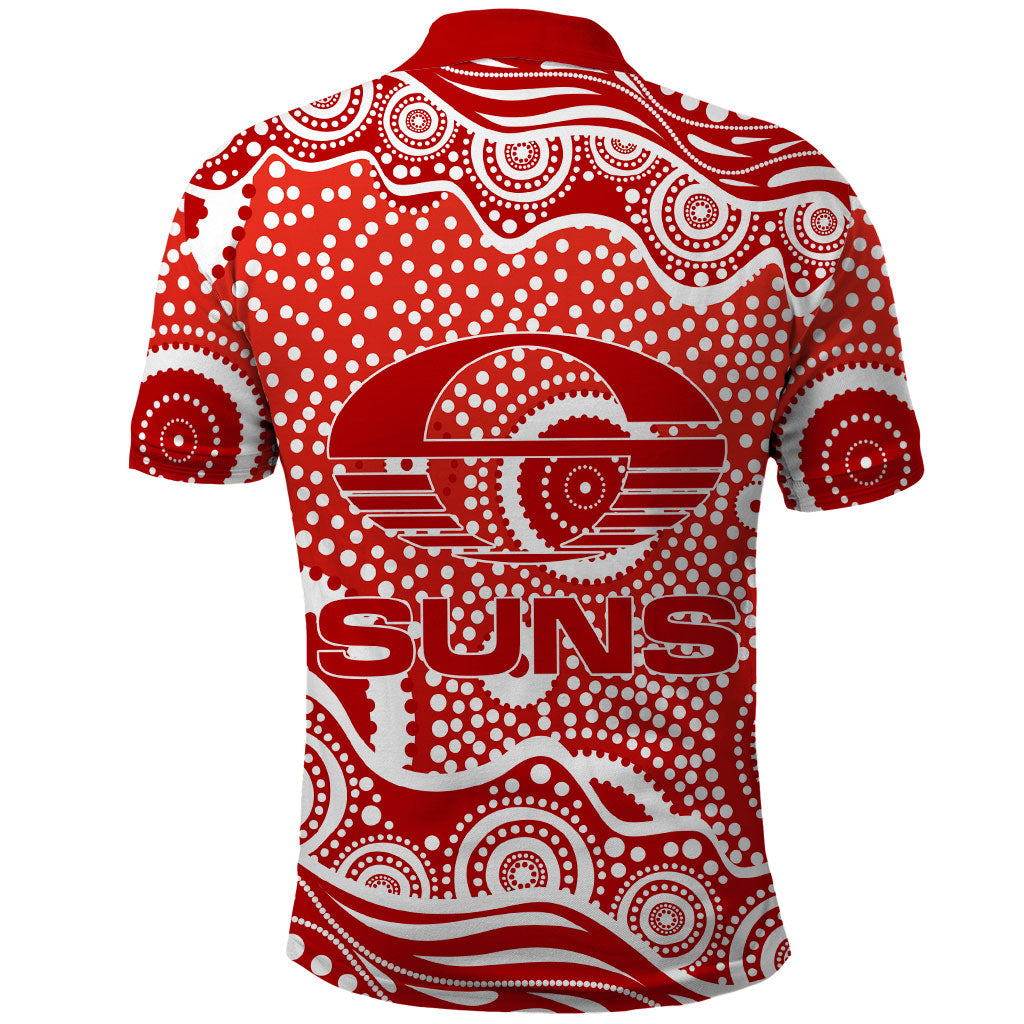 Gold Coast Suns Polo Shirt Aboriginal Dot Pattern - Football Mascot Heritage Pride