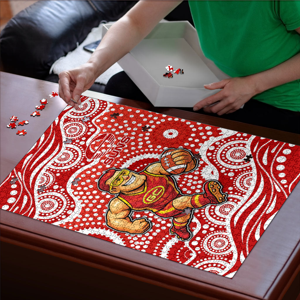 Gold Coast Suns Puzzle Aboriginal Dot Pattern - Football Mascot Heritage Pride