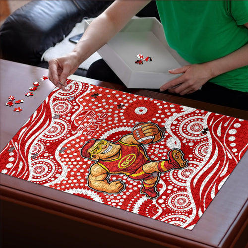 Gold Coast Suns Puzzle Aboriginal Dot Pattern - Football Mascot Heritage Pride