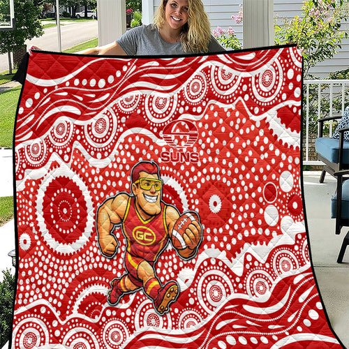 Gold Coast Suns Quilt Aboriginal Dot Pattern - Football Mascot Heritage Pride