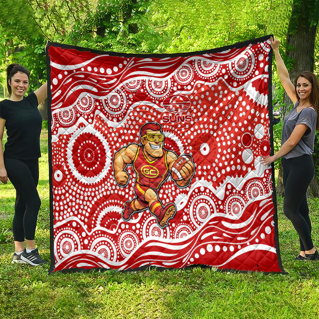 Gold Coast Suns Quilt Aboriginal Dot Pattern - Football Mascot Heritage Pride