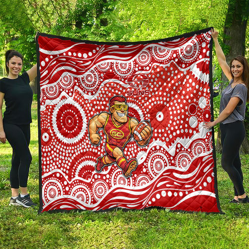 Gold Coast Suns Quilt Aboriginal Dot Pattern - Football Mascot Heritage Pride