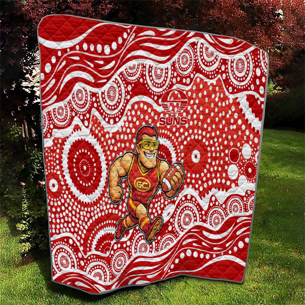 Gold Coast Suns Quilt Aboriginal Dot Pattern - Football Mascot Heritage Pride