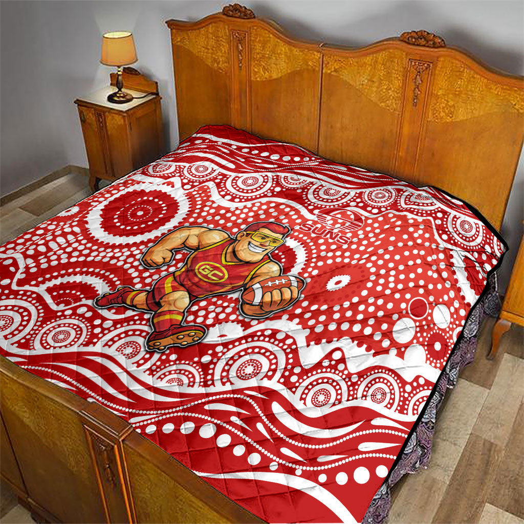 Gold Coast Suns Quilt Aboriginal Dot Pattern - Football Mascot Heritage Pride