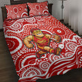 Gold Coast Suns Quilt Bed Set Aboriginal Dot Pattern - Football Mascot Heritage Pride