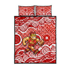 Gold Coast Suns Quilt Bed Set Aboriginal Dot Pattern - Football Mascot Heritage Pride
