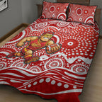Gold Coast Suns Quilt Bed Set Aboriginal Dot Pattern - Football Mascot Heritage Pride