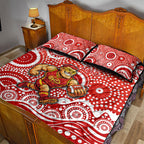 Gold Coast Suns Quilt Bed Set Aboriginal Dot Pattern - Football Mascot Heritage Pride