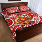 Gold Coast Suns Quilt Bed Set Aboriginal Dot Pattern - Football Mascot Heritage Pride