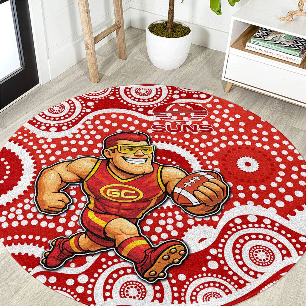 Gold Coast Suns Round Carpet Aboriginal Dot Pattern - Football Mascot Heritage Pride