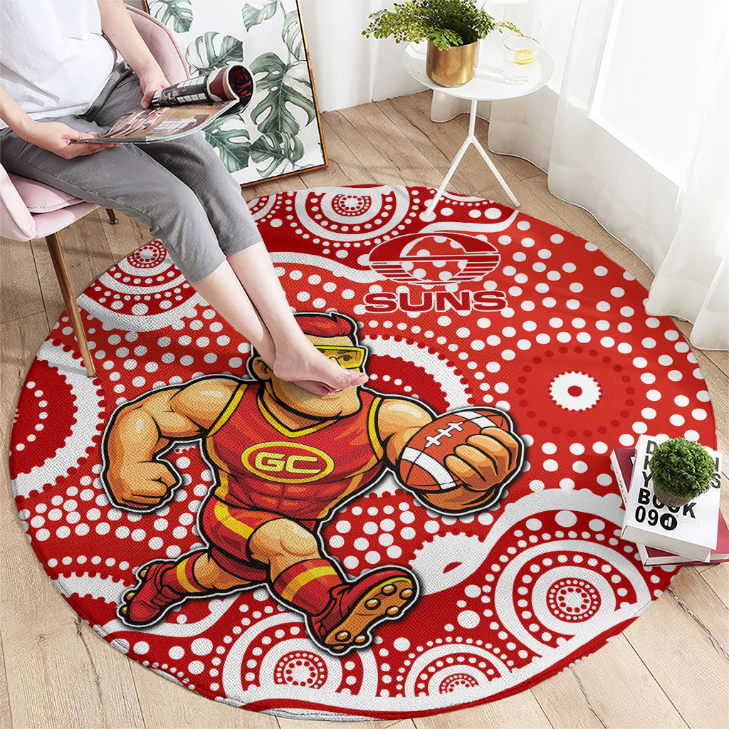 Gold Coast Suns Round Carpet Aboriginal Dot Pattern - Football Mascot Heritage Pride